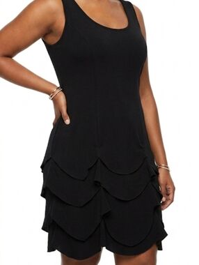 dressbarn Black Sleeveless Dress Women's Size 10 Tiered Ruffled Skirt Night Out
